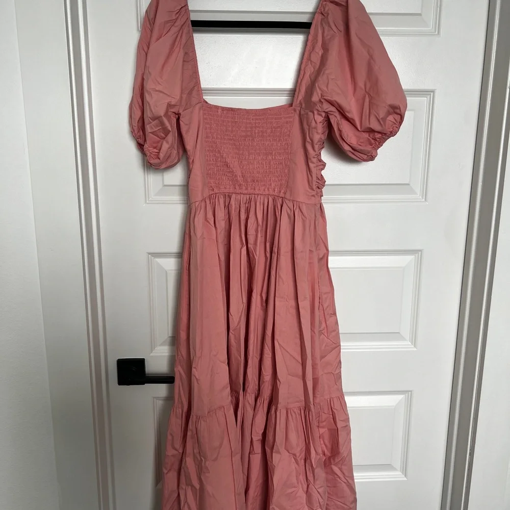Abercrombie & Fitch Dusty Rose Maxi Dress with Puff Sleeves